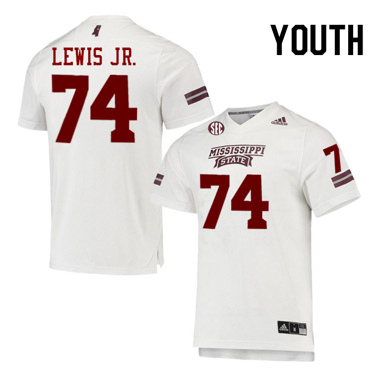 Youth #74 Jimothy Lewis Jr. Mississippi State Bulldogs College Football Jerseys Stitched-White